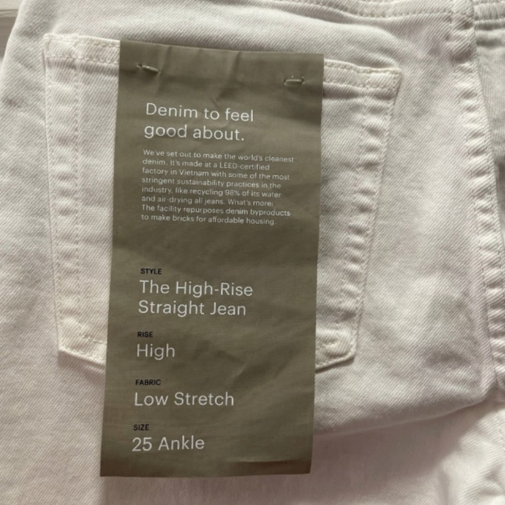 NWT Everlane The High-Rise Straight Jean sz 25 in White - Picture 5 of 7